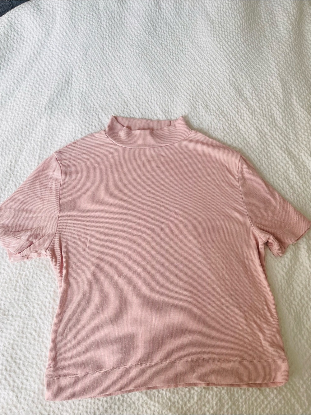 Babaton Blush Pink Mock Neck Short Sleeve Top